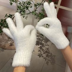 10 Pairs Solid Color Fuzzy Gloves Warm Cycling Gloves for Women and Girls