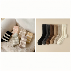 Wholesale of Fluffy Crew and Textured Fuzzy Socks Duo