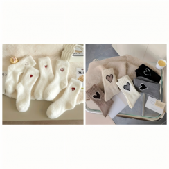 Wholesale of Fuzzy Heart and Ribbed Heart Pair