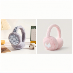 Wholesale of Houndstooth and Heart Plush Earmuffs Bundle