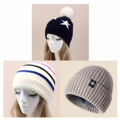 Wholesale of Rolled Brim Beanie for Women with Decoration